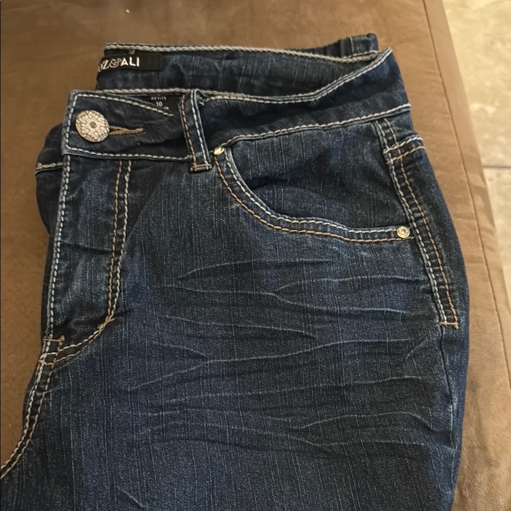 Roz & Ali Blue Flare Wide Leg Jeans with Stretch